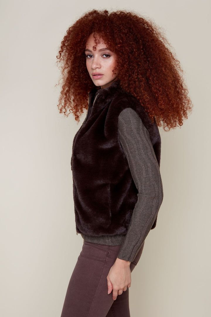 Renuar chocolate fur vest