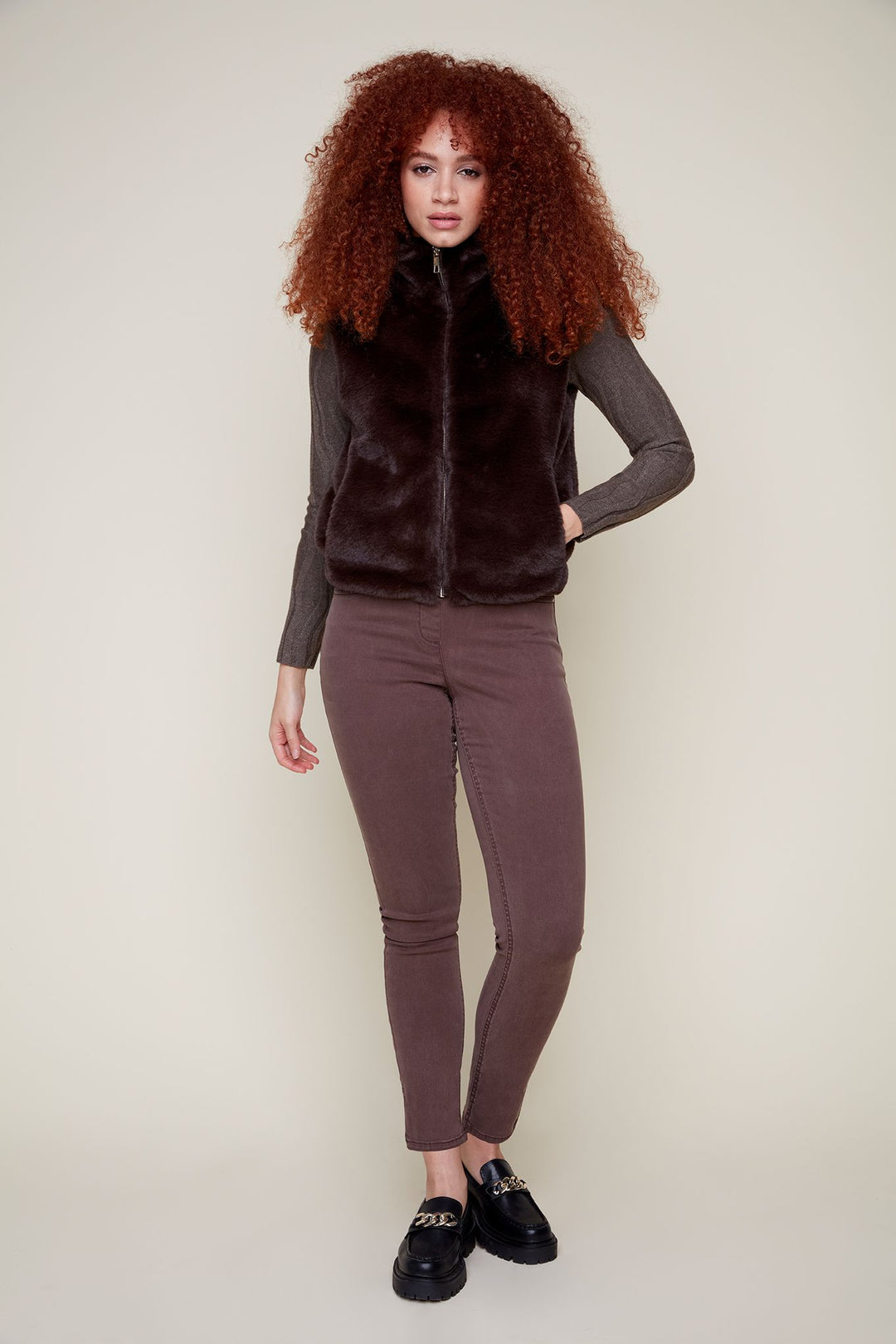 Renuar chocolate fur vest