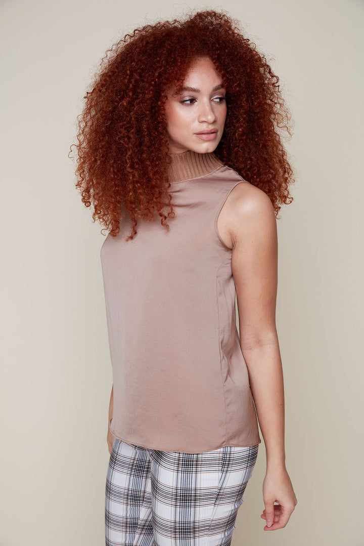 Renuar Sleeveless Tan Blouse