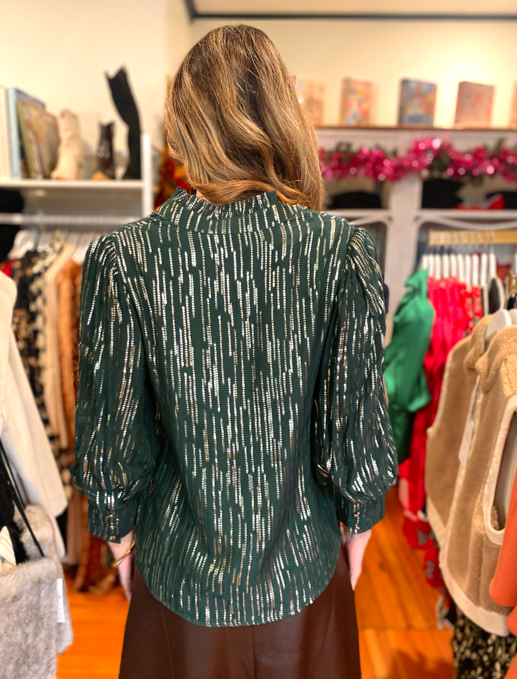 Hailey Blouse in Deep Emerald by Emily Lovelock