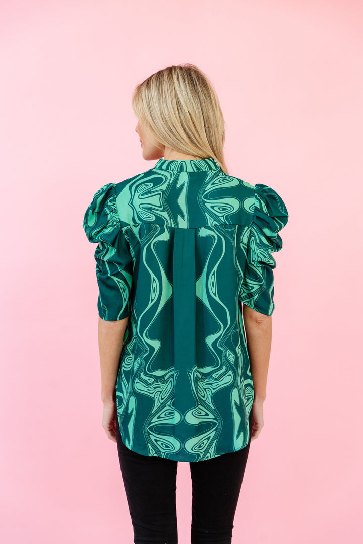 Sheridan French Natalie Blouse in Emerald Marble