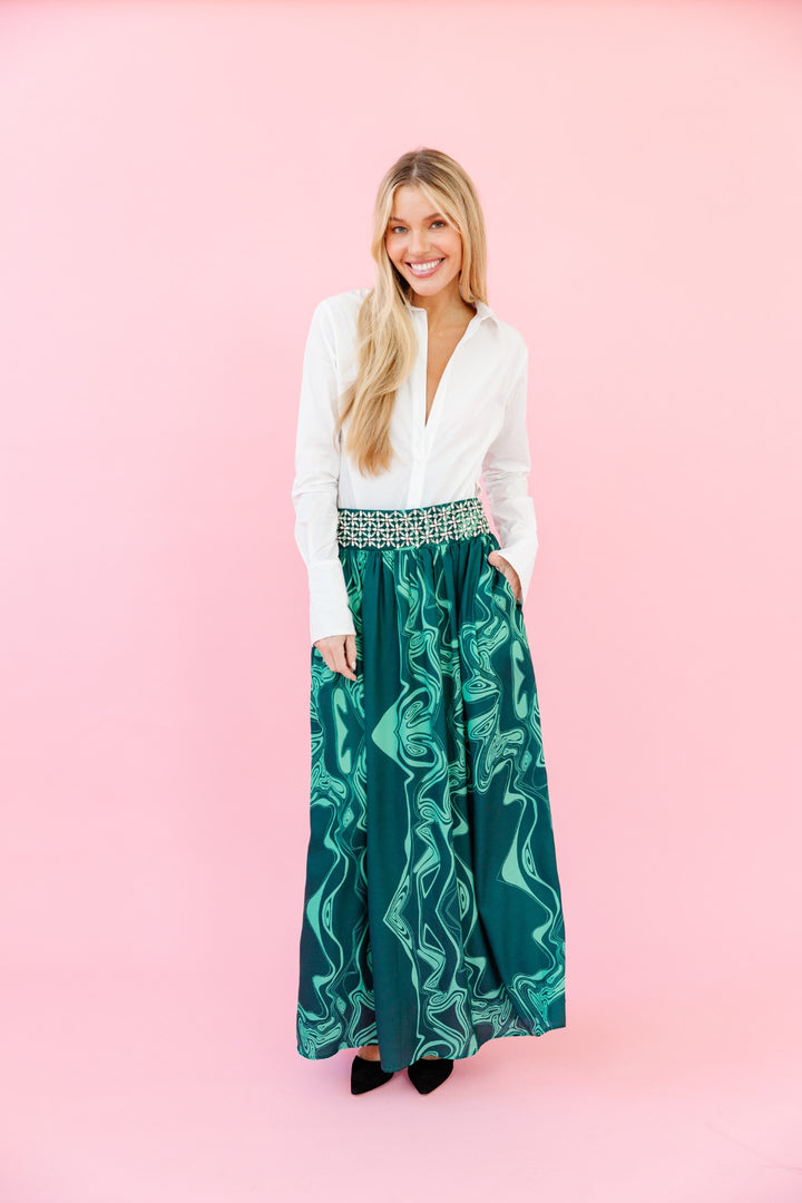 Sheridan French Lillian Skirt in Emerald Marble