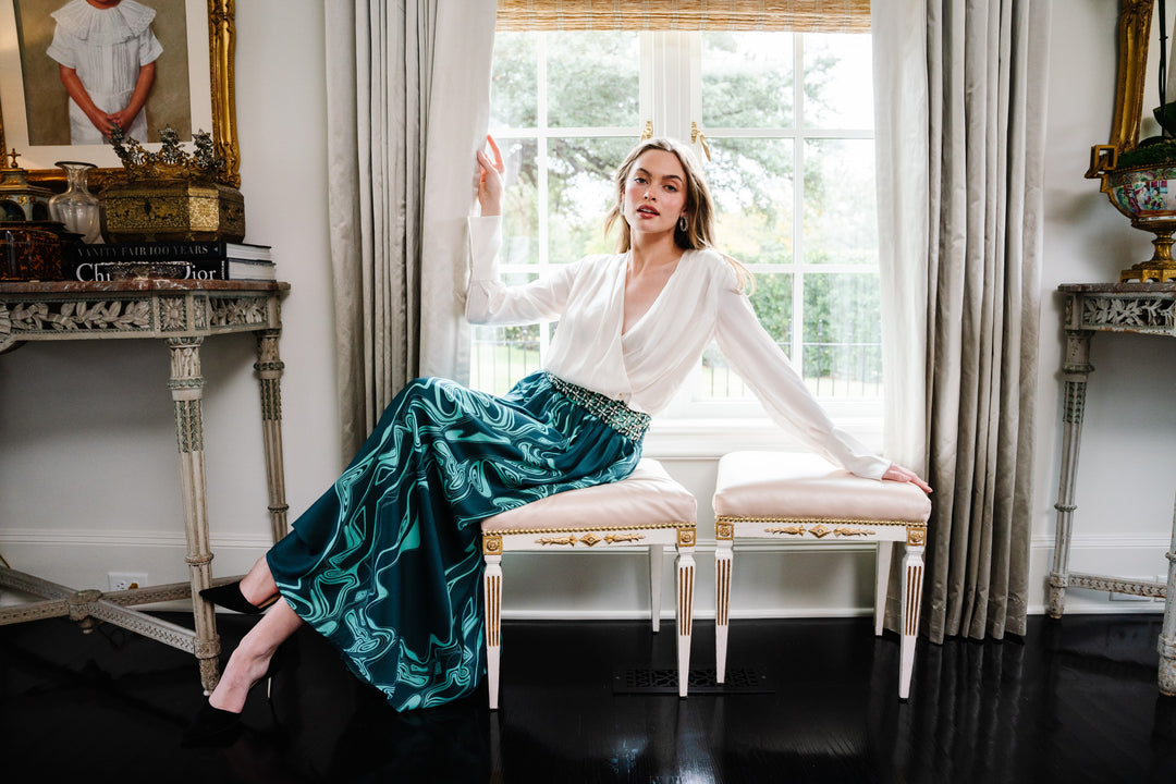 Sheridan French Lillian Skirt in Emerald Marble