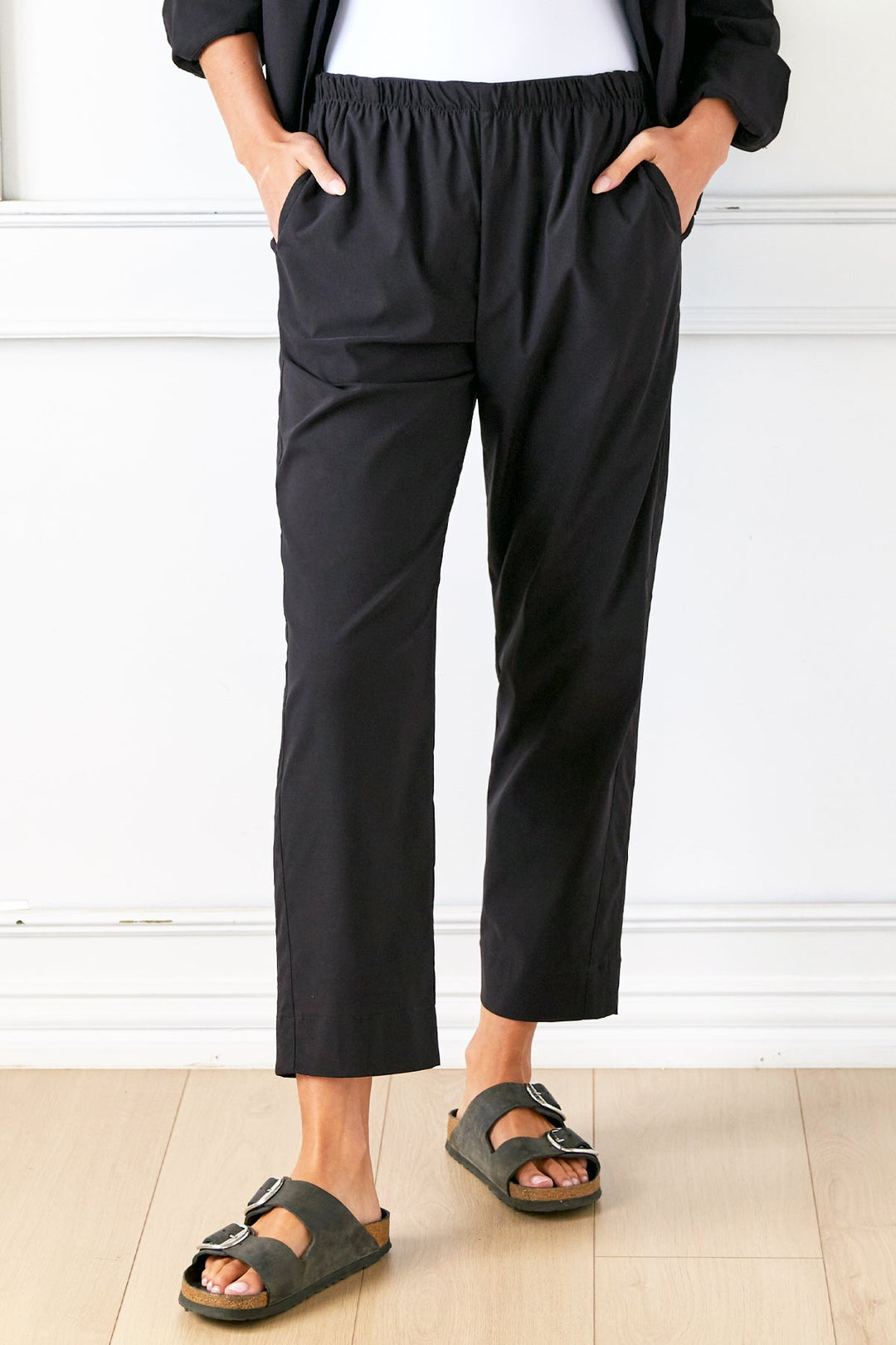 Travel Pant: Elastic Waist in Black by Finley