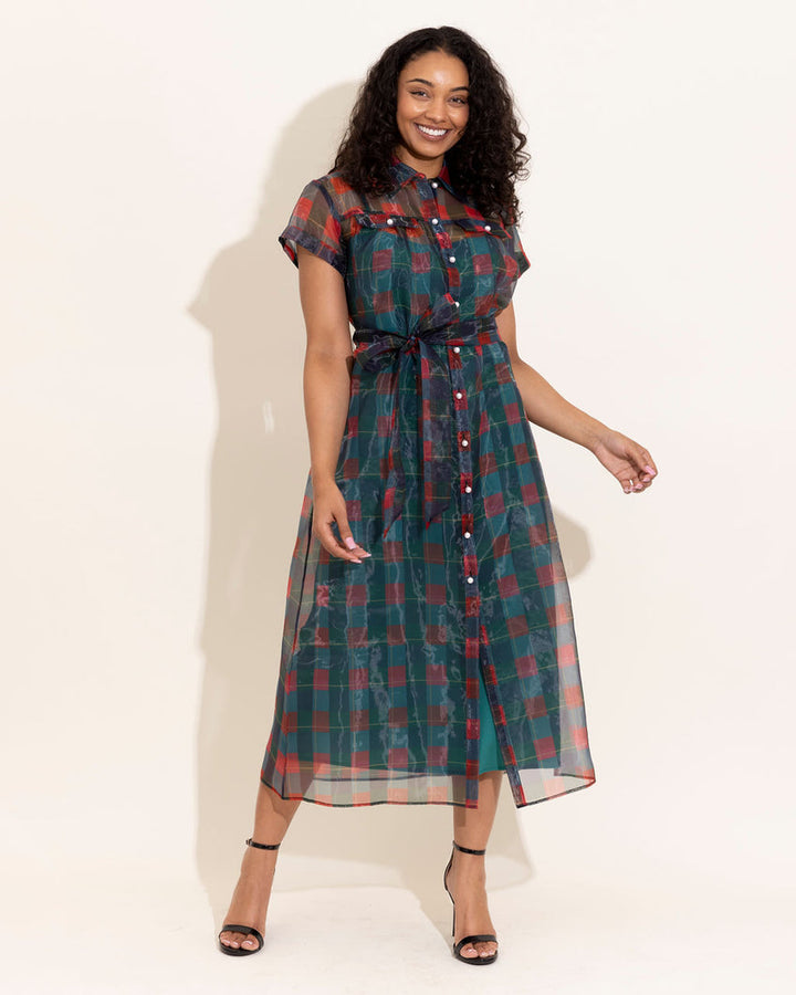 Rachel Dress in Holiday Plaid by Alden Adair