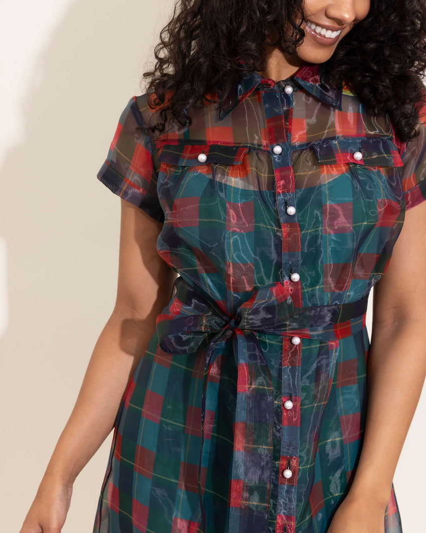 Rachel Dress in Holiday Plaid by Alden Adair