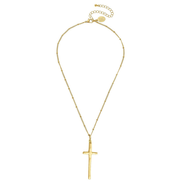 Susan Shaw Dainty Elongated Cross Necklace