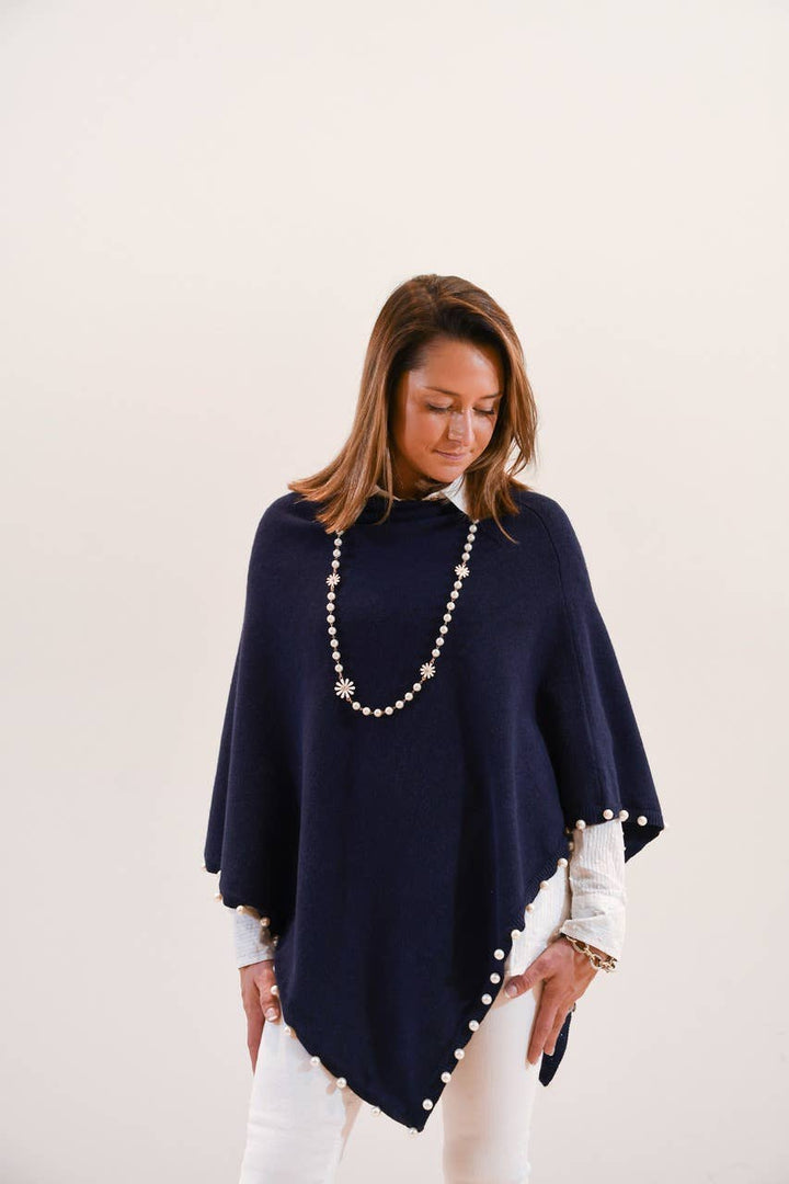 Liza Byrd The Peyton Pearl Poncho in Navy