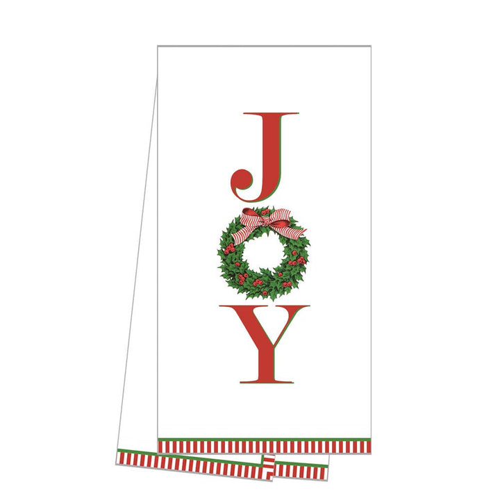 JOY Holly Wreath Tea Towel