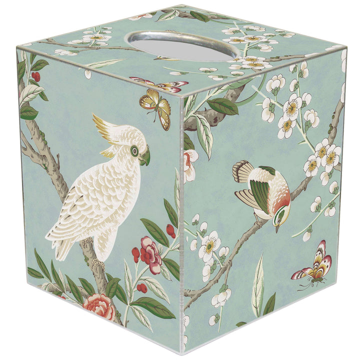 Birds & Bloom Tissue Box Cover: Paper Mache