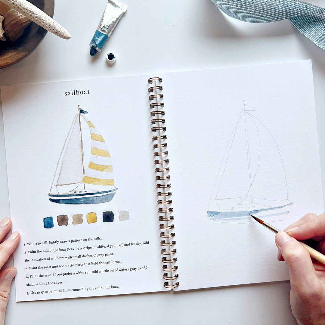 Seaside watercolor workbook by Emily Lex