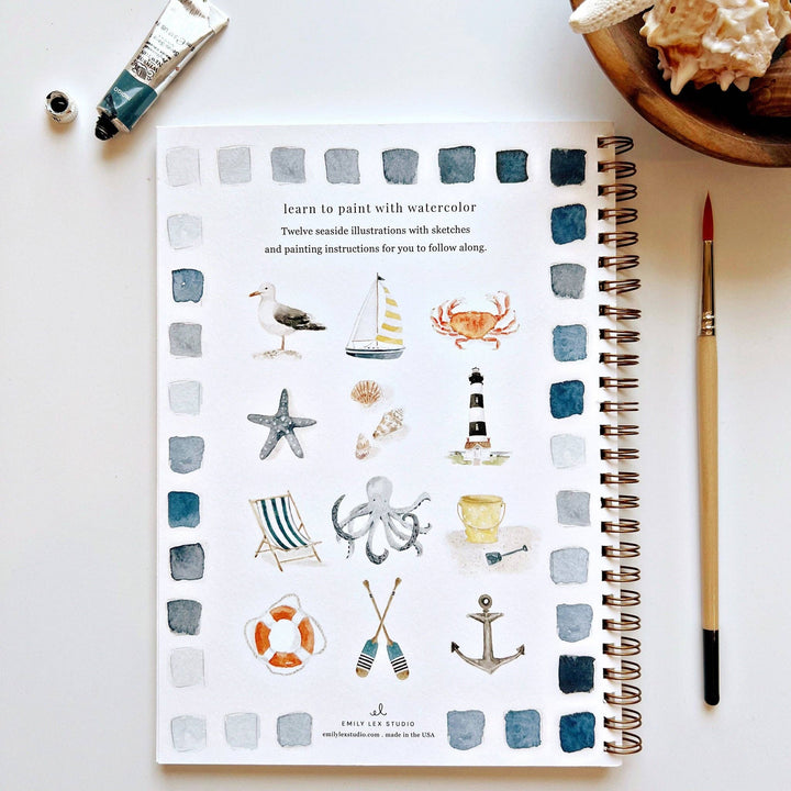 Seaside watercolor workbook by Emily Lex