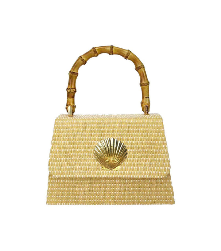 Lulu Bag - Straw Clutch with Bamboo Handle: Bamboo Toggle