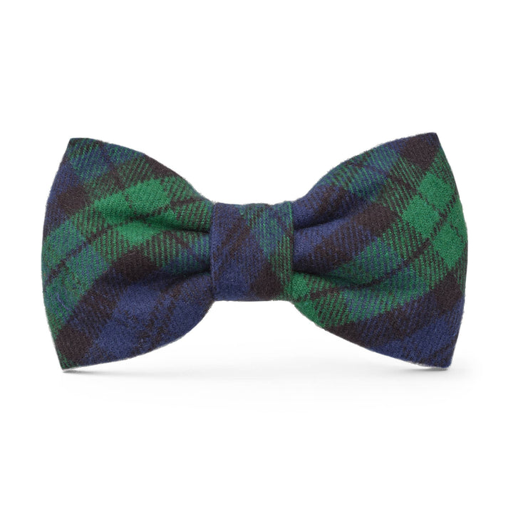 Black Watch Plaid Flannel Holiday Dog Bow Tie: Standard