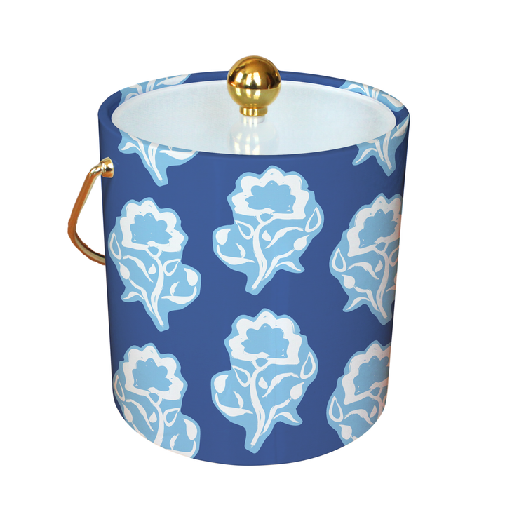 Clairebella Block Print Ice Bucket: Maya Blue