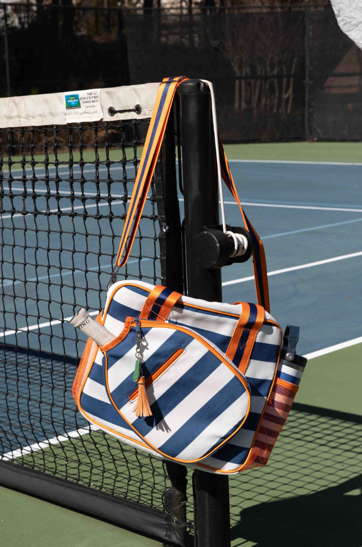 Lola Pickleball Tote Bag Navy Stripe