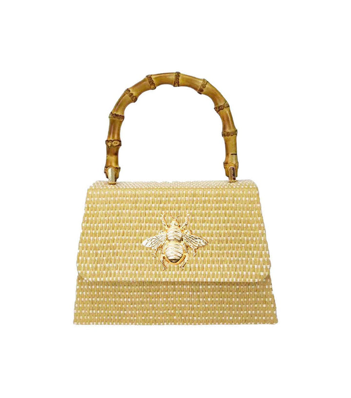 Lulu Bag - Straw Clutch with Bamboo Handle: Bamboo Toggle