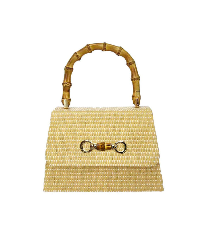 Lulu Bag - Straw Clutch with Bamboo Handle: Bamboo Toggle