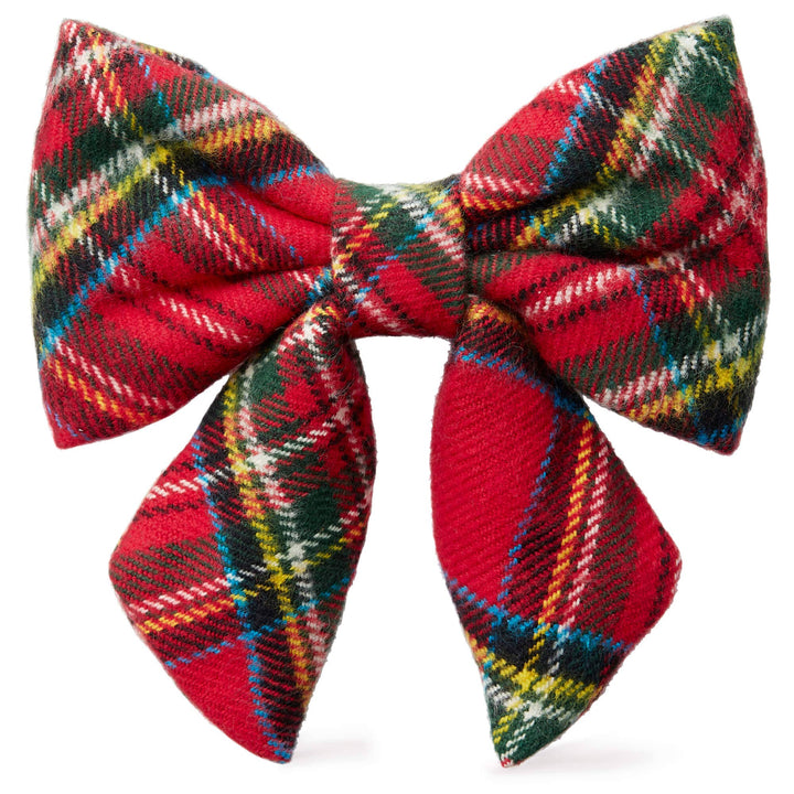 Tartan Plaid Flannel Christmas Lady Dog Bow: Large