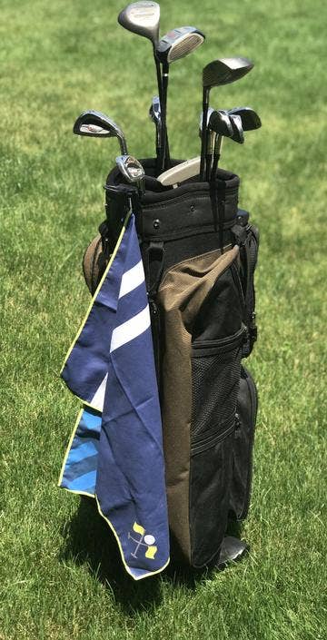 Golf Towels W Grommet & Carabiner, Navy Flags & Stripes