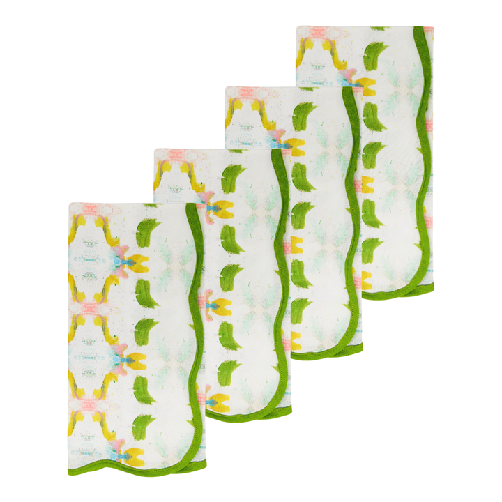 Laura Park Dogwood Scalloped Dinner Napkins Set of 4