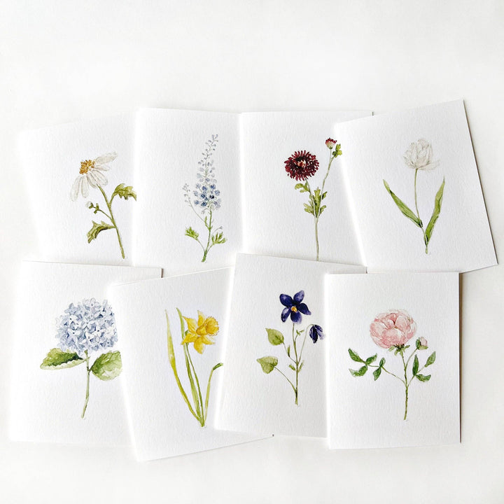 Emily Lex Assorted garden flowers notecard set