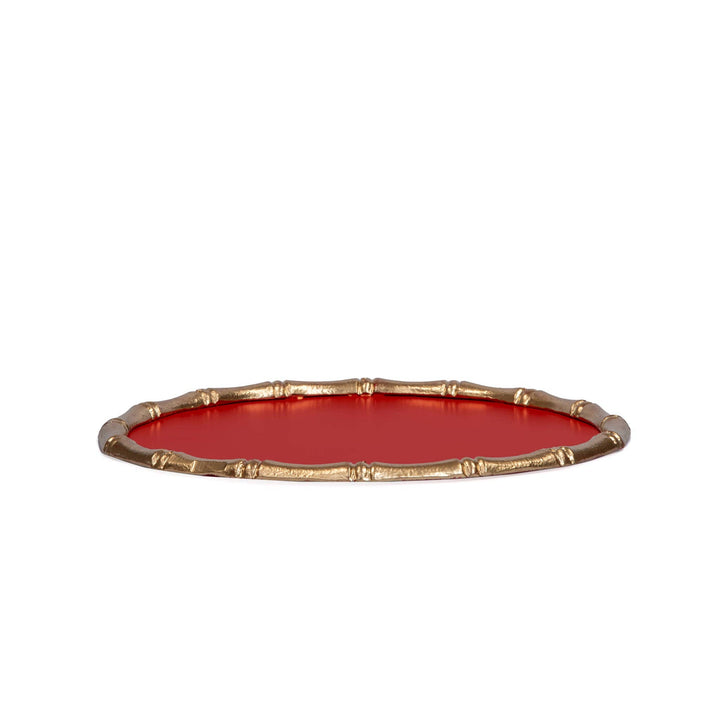 Gracie Round Bamboo Tray - Red: Red