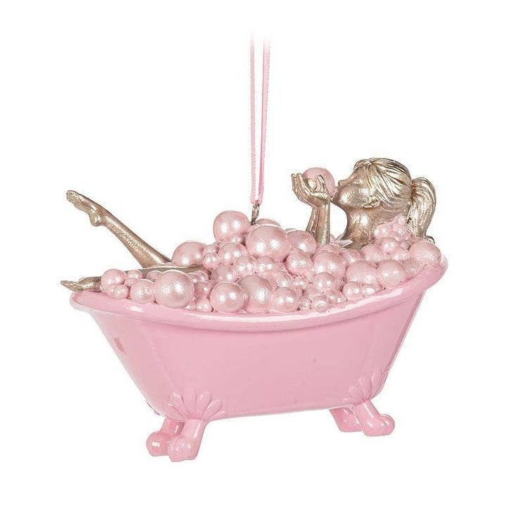 Lady in Bathtub Ornament-Pink-4.5"L