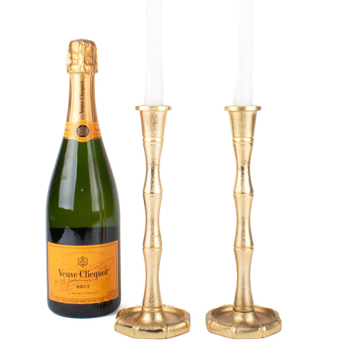 Gold Bamboo Candlestick Set - Small