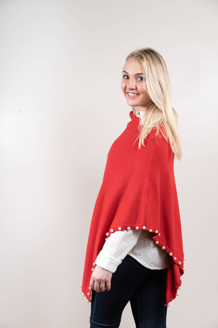 Liza Byrd The Peyton Pearl Poncho in Red