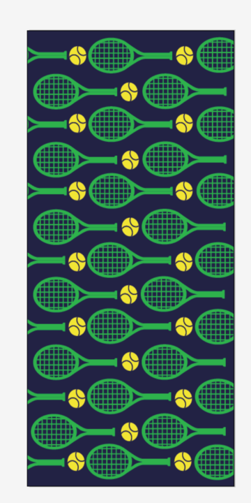 Small Tennis/workout Towels, Racquets on Blue Tennis