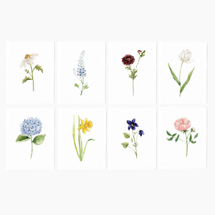 Emily Lex Assorted garden flowers notecard set