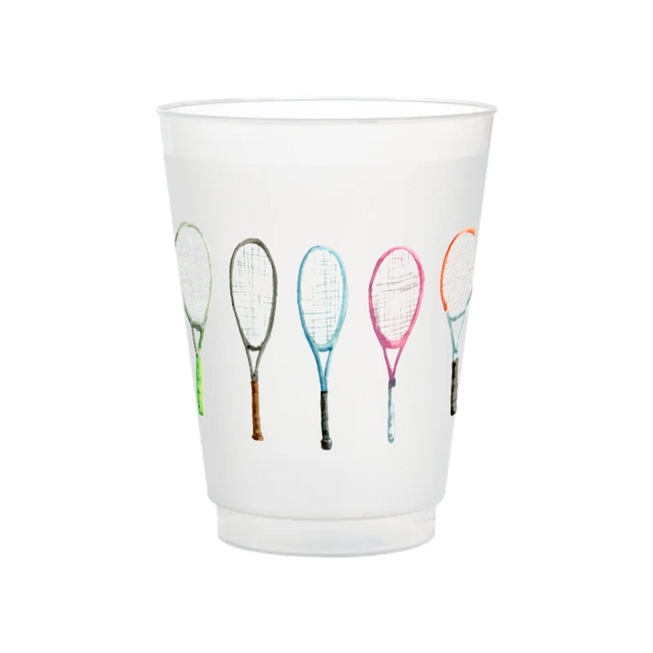 Tennis Rackets Frosted Cups | Set of 6