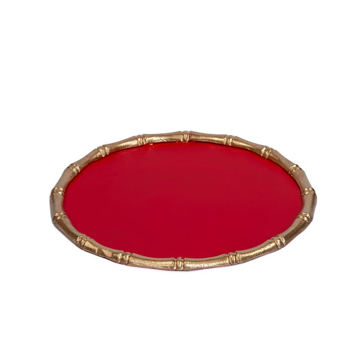 Gracie Round Bamboo Tray - Red: Red