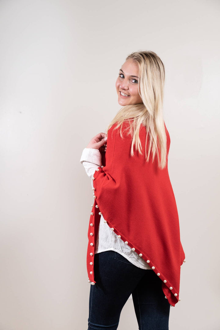 Liza Byrd The Peyton Pearl Poncho in Red