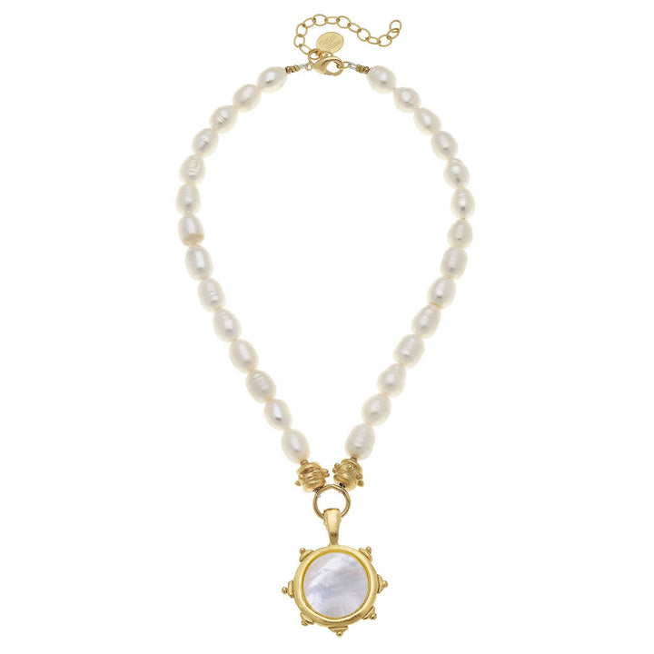 Mother of Pearl Pendant Necklace on Freshwater Pearls