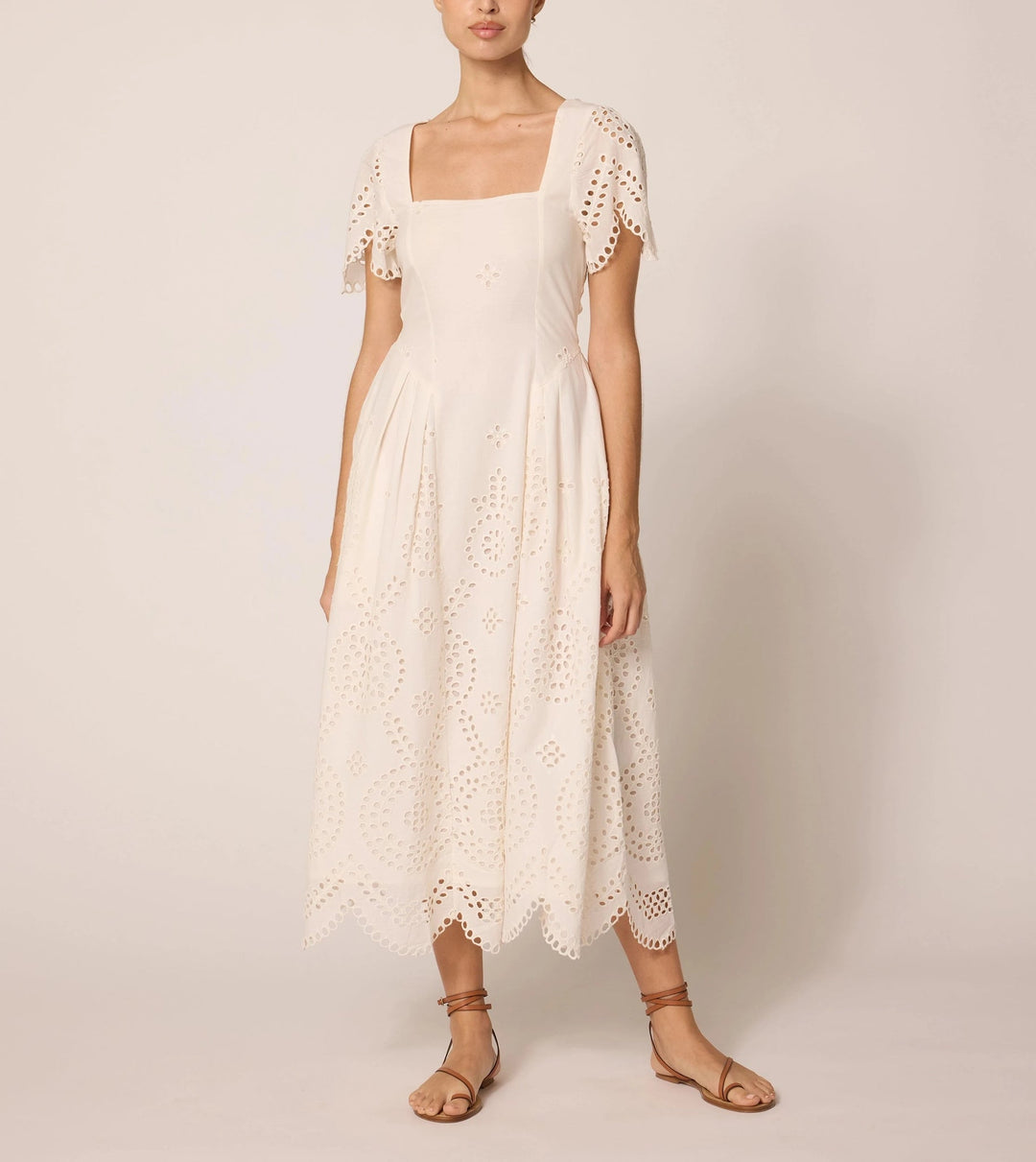Yesenia Midi Dress in Ivory Eyelet by Cleobella Catherine Campbell Yesenia Midi Dress in Ivory Eyelet by Cleobella Catherine Campbell
